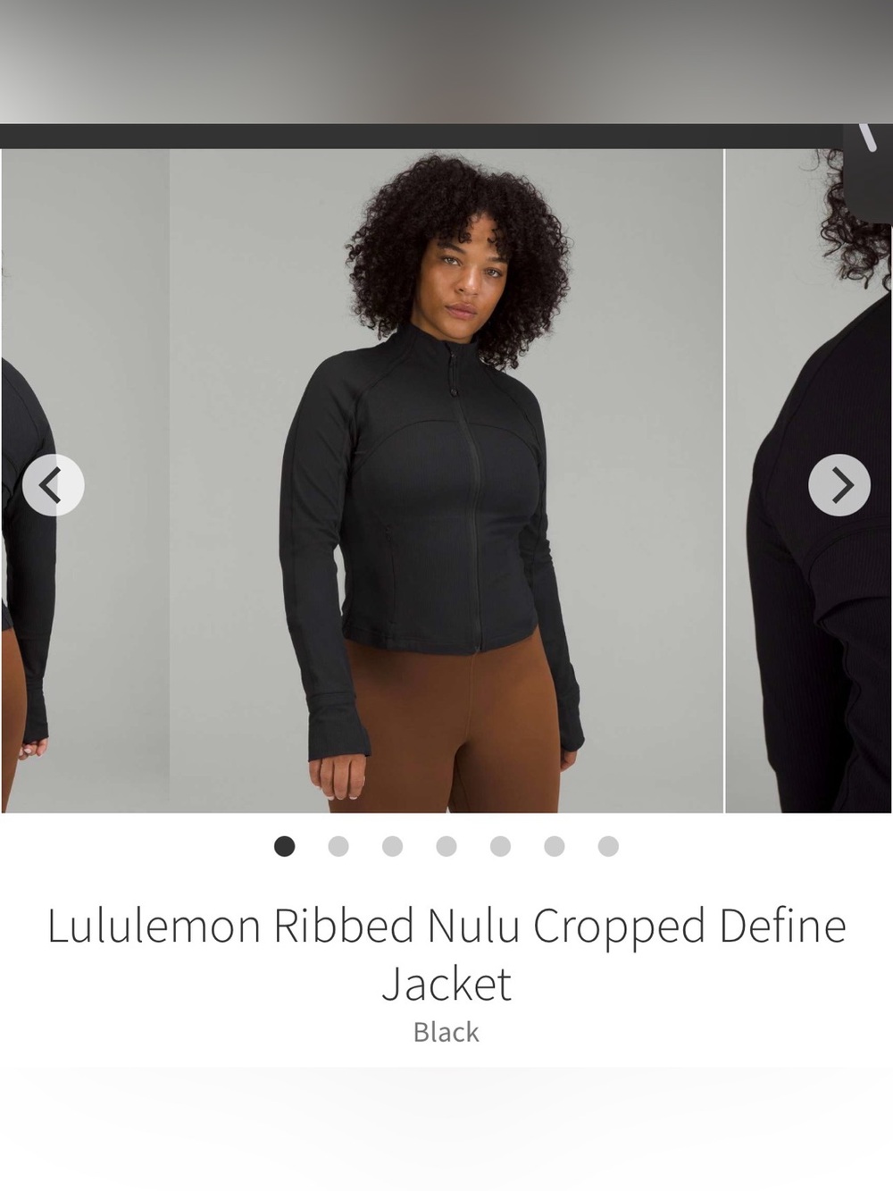 Lululemon ribbed cropped nulu define jacket black size 10